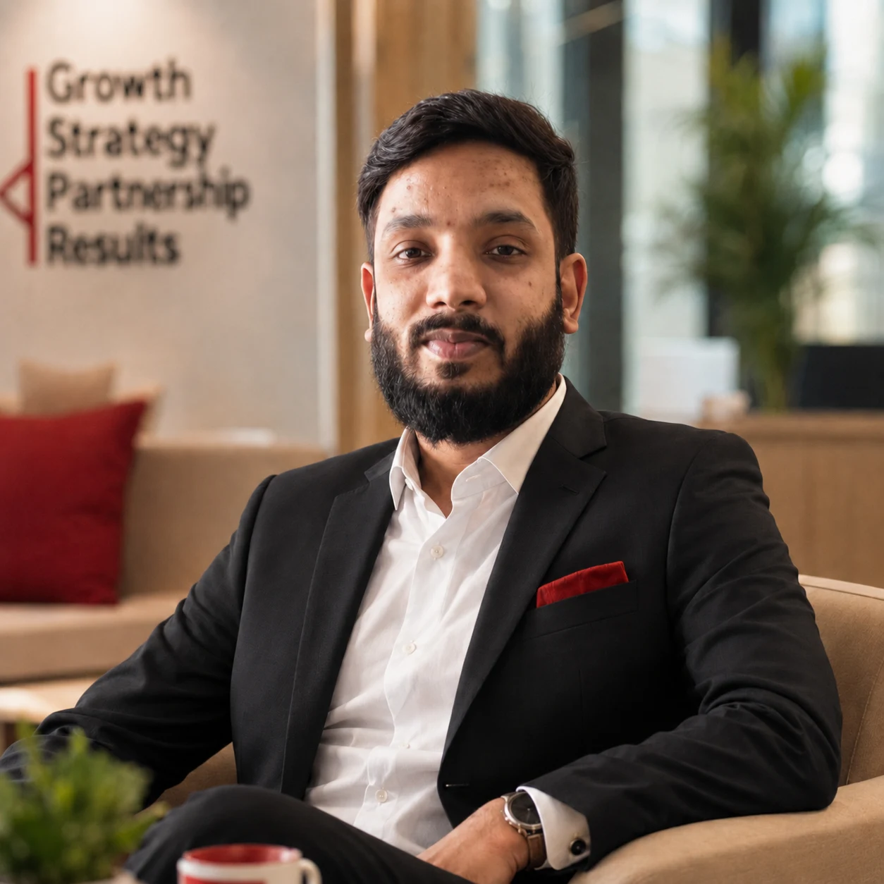 Mohammed Tameem, Senior Manager of Workforce Solutions in a black executive suit